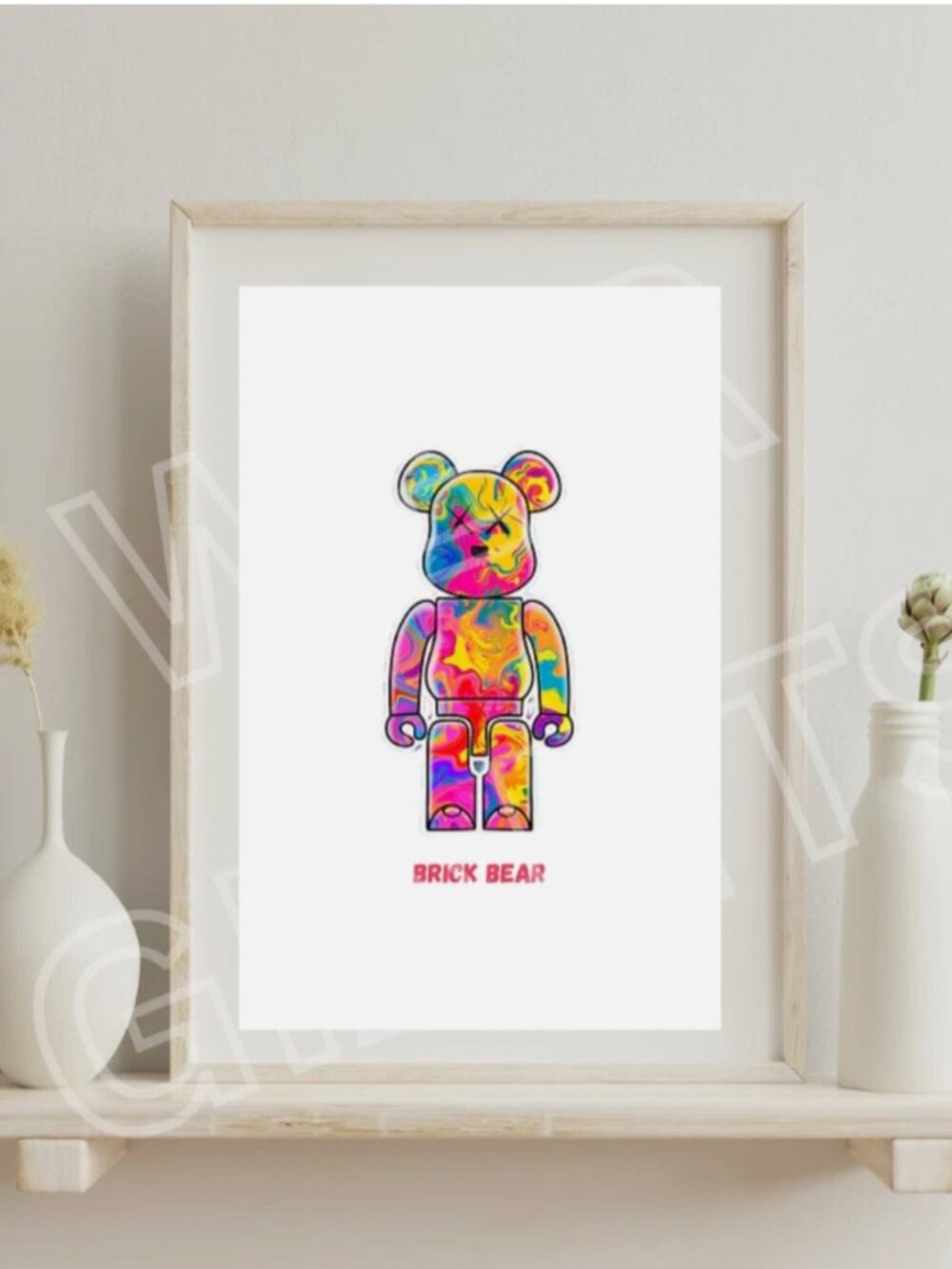 Colorful BRICK BEAR 11x17 Art Poster
